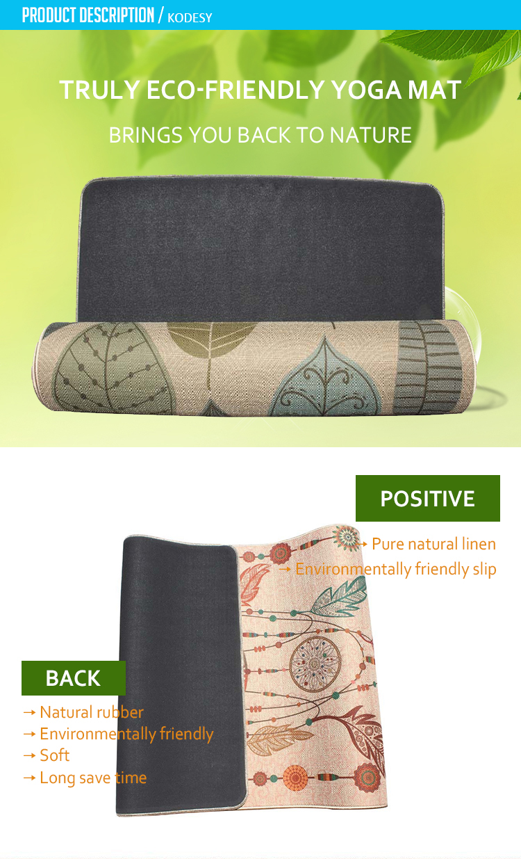 Durable Linen Eco Friendly Flax Rubber Yoga Mat